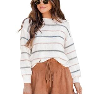 Pink Lily Striped Sweater